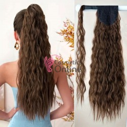 Extensie de par coada cu clema si arici Wave de 55cm cod Q19230A Saten Mediu Mixt